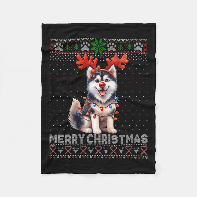 Manta Polar Mujeres Feliz Navidad Alaska Malamute Perro amante (Anverso)