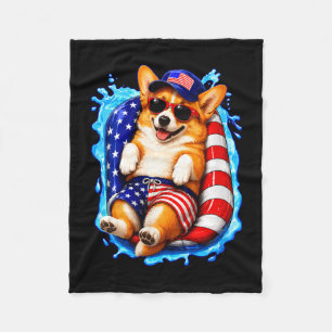 Manta Polar Mujeres perrito patriótico lindo corgi con gafas d