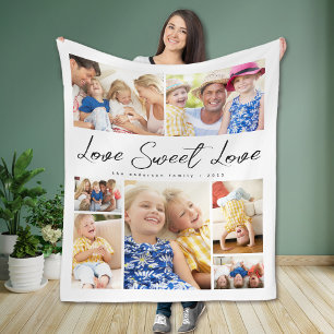 Manta Polar MultiCollage de fotos Amor Dulce Amor Familia