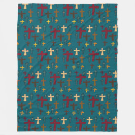 Manta Polar Multicolored Hand Drawn Christian Crosses Pattern
