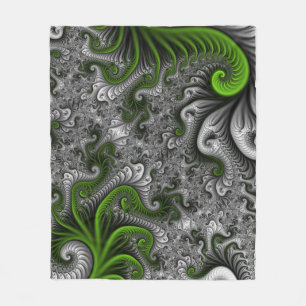 Manta Polar Mundo de fantasía verde y gris arte abstracto frac