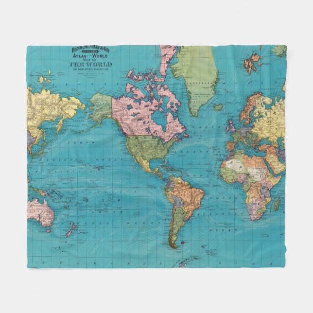 Manta Polar Mundo, la proyección de Mercator (Frente (Horizontal))