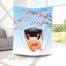 Muñeca Ume Kokeshi - Azul Chica Geisha japonés