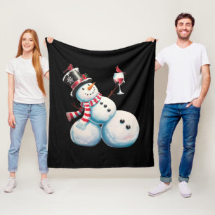 Manta Polar Muñeco de Nieve con Vino Navidad Regalo Divertido