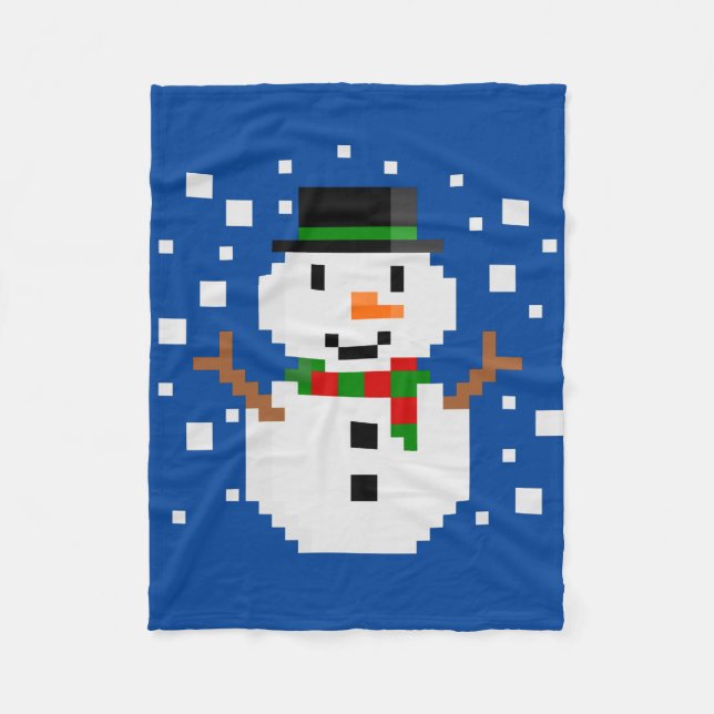 Manta Polar Muñeco de nieve de arte de píxeles (Anverso)
