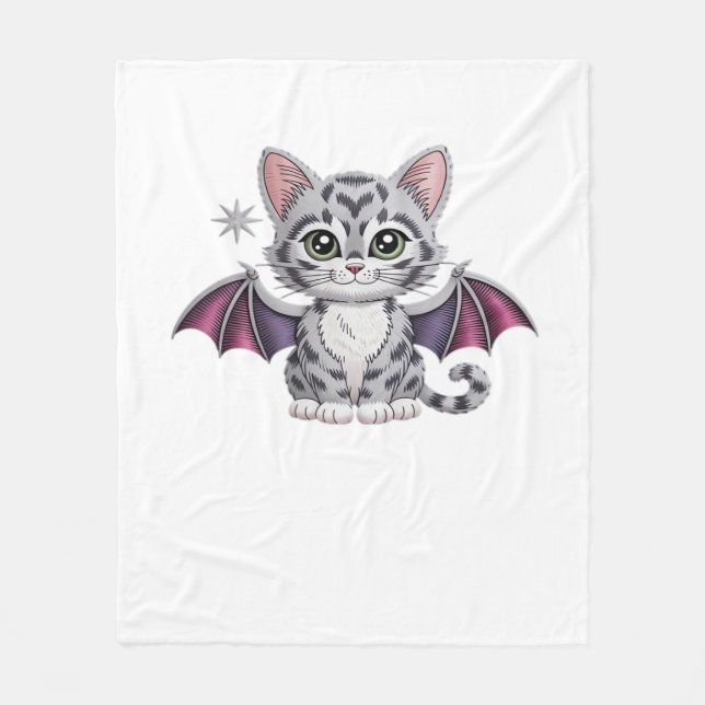 Manta Polar murciélago de gato bordado camiseta clásica (Anverso)