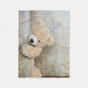 Manta Polar Muro De Madera Rústica De Oso Cutáneo Con Oso