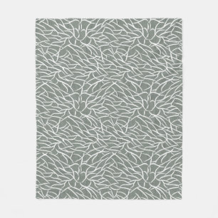 Manta Polar Musgo verde salvia boho desnudo ramas de coral