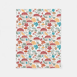 Manta Polar Mushrooms & Floral Media Century Patrón moderno