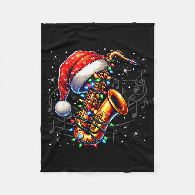 Manta Polar Music Notes Treble Clef Christmas Saxophone Jazz M (Anverso)