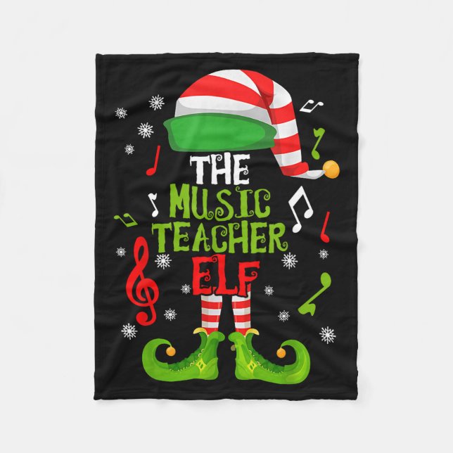Manta Polar Music Teacher Elf Christmas Family Matching Xmas G (Anverso)