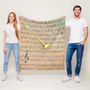 Manta Polar Música de hoja de cosecha con trombón