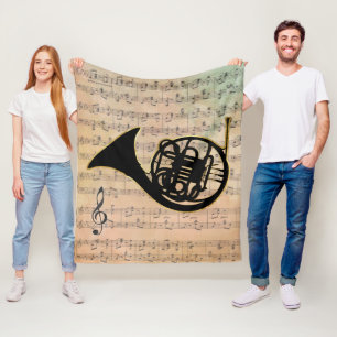 Manta Polar Música de hojas de cosecha con cuerno francés