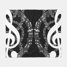 Manta Polar Música de imagen espejo en blanco y negro