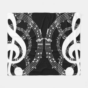 Manta Polar Música de imagen espejo en blanco y negro