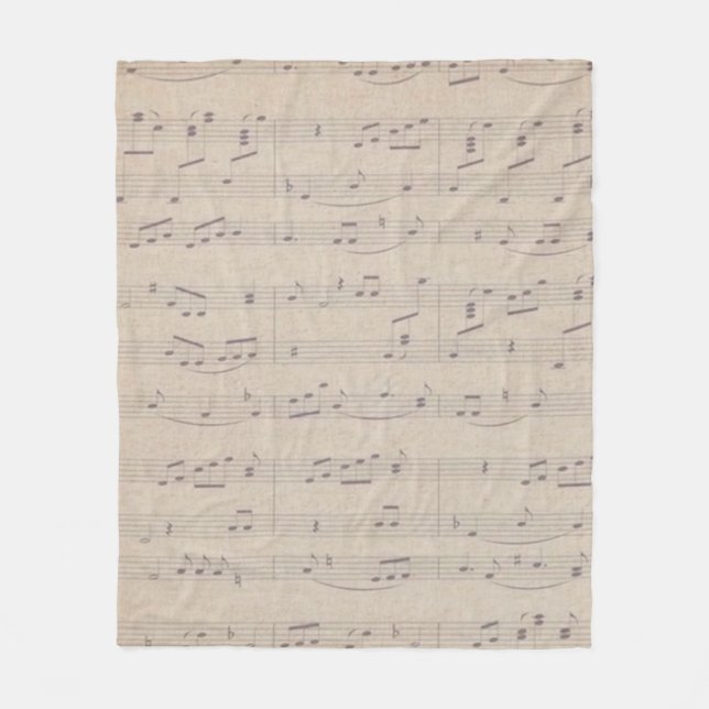Manta Polar Música de notas de papel de hoja de época (Anverso)