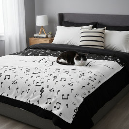 Manta Polar Musical personalizado en blanco y negro