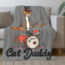 Manta Polar Músico de Jazz Batería Cat Daddy | Papá de Gatos