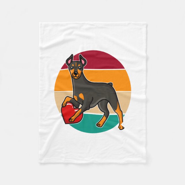Manta Polar My Doberman Is My Valentine Heart Retro Sunset Dog (Anverso)