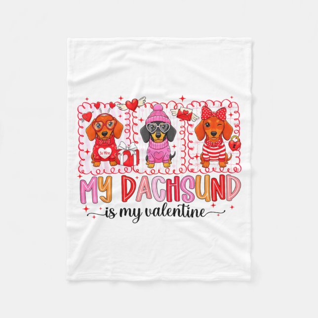 Manta Polar My Dog Is My Valentine Cute Dachshund Dogs For Dog (Anverso)