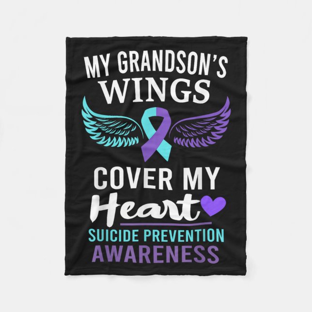 Manta Polar My Grandson's Wings Cover Heart Suicide Awareness  (Anverso)