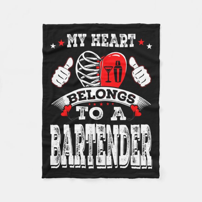 Manta Polar My Heart Belongs To A Bartender Valentine Day  (Anverso)