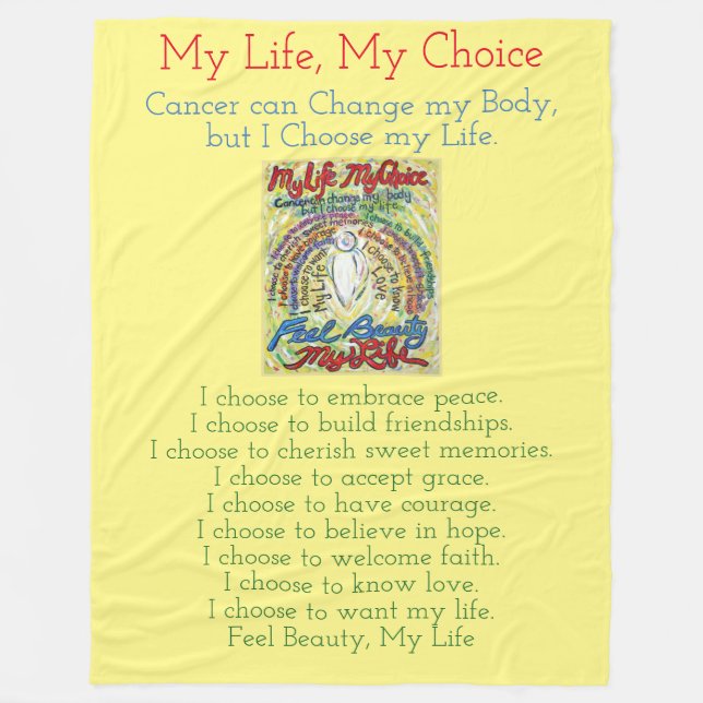 Manta Polar My Life Choice Cancer Angel Chemo Fleece Blanket (Anverso)