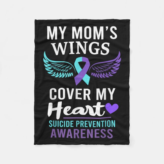 Manta Polar My Mom's Wings Cover Heart Suicide Awareness Ribbo (Anverso)