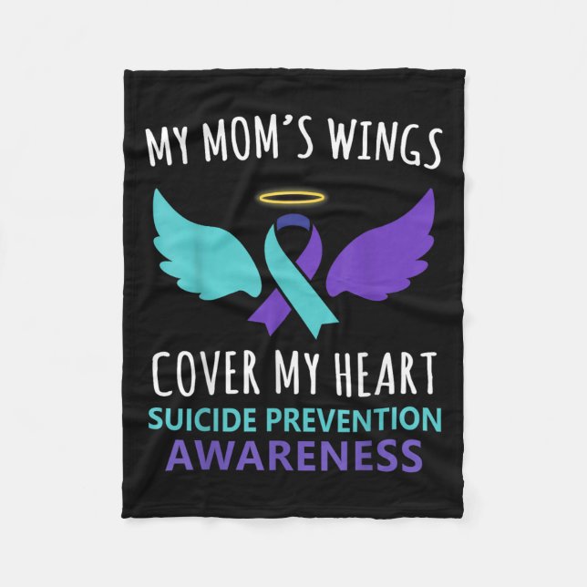 Manta Polar My Mom's Wings Cover Heart Suicide Awareness Ribbo (Anverso)
