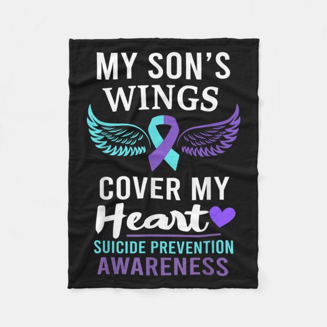 Manta Polar My Son's Wings Cover Heart Suicide Awareness Ribbo (Anverso)