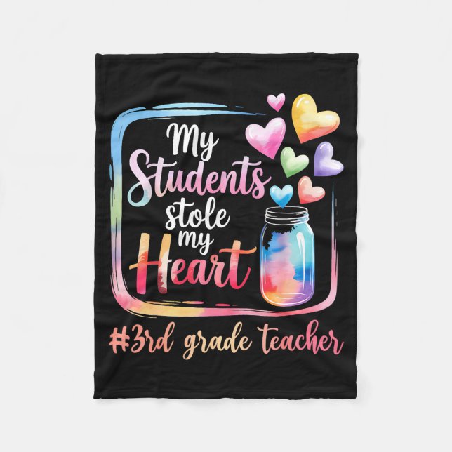Manta Polar My Student Stole My Heart 3rd Grade Teacher Valent (Anverso)