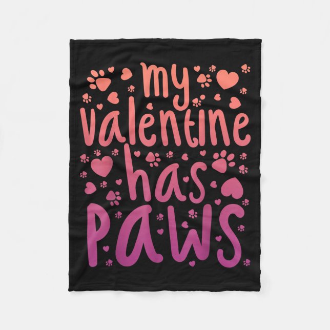 Manta Polar My Valentine Has Paws  (Anverso)