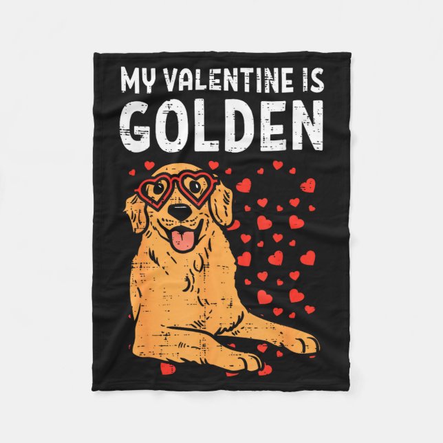 Manta Polar My Valentine Is Golden Retriever Valentines Day Pe (Anverso)