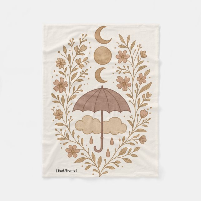 Manta Polar Mystic Moon Boho Rain Blanket | Add Text/Name (Anverso)