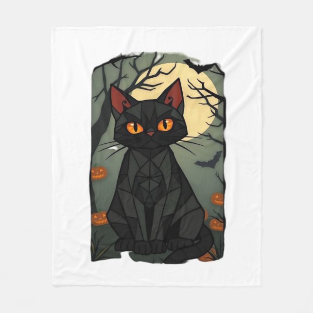 Manta Polar Mystical Halloween Black Cat Art - Spookly Feline  (Anverso)