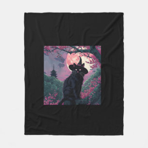 Manta Polar Mystical Sakura Black Cat Witch Gorra para Hallowe