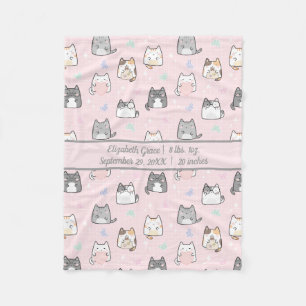 Manta Polar Nacimiento Estadísticas Bebé Chica Regalo Gatos Cu