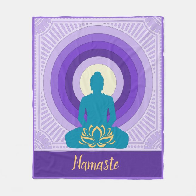 Manta Polar Namaste Cita Purple Zen Buddha Yoga Medición (Anverso)