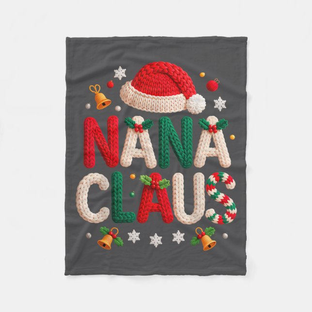 Manta Polar Nana Claus Knitted Design Grandma Pajama Family Ma (Anverso)