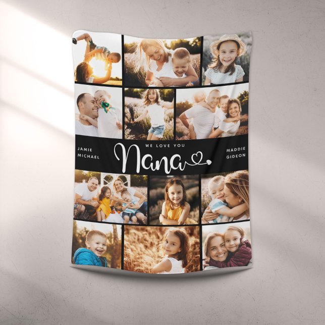Manta Polar Nana We Love you Heart Modern Collage de fotos (Subido por el creador)