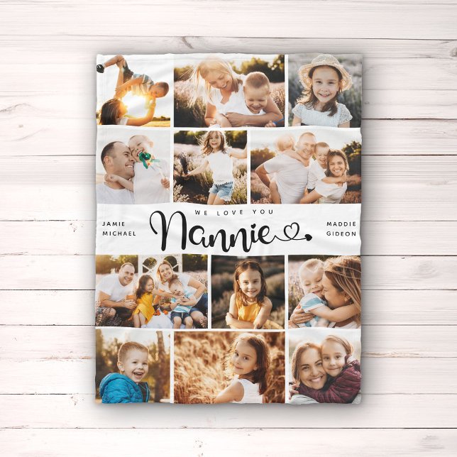 Manta Polar Nannie We Love you Heart Modern Collage de fotos (Subido por el creador)
