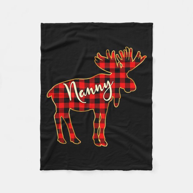 Manta Polar Nanny Moose _ Buffalo Red Plaid Family Christmas  (Anverso)