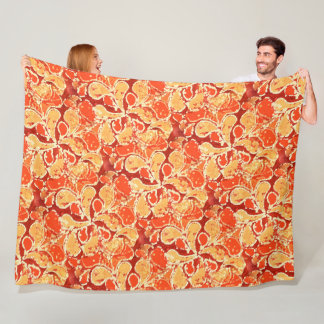 Manta Polar Naranja amarillo Bohemian Bali Batik Style Paisley