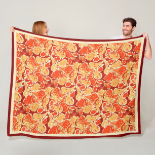 Manta Polar Naranja amarillo Bohemian Bali Batik Style Paisley