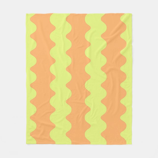 Manta Polar Naranja audaz Lime Wavy Stripe Modern Cosy Throw (Anverso)