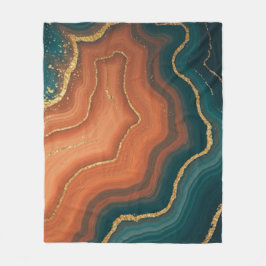 Manta Polar Naranja azul e inspirado en el oro geode