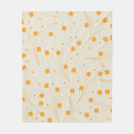 Manta Polar Naranja Beige Tropical Floral Botánico