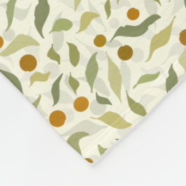 Manta Polar Naranja Berries y hojas en crema - patrón.