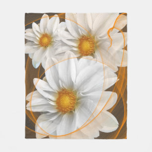 Manta Polar Naranja blanco negro florido flameado