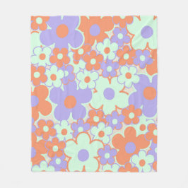 Manta Polar Naranja Blue Purple Tropical Floral Botánica